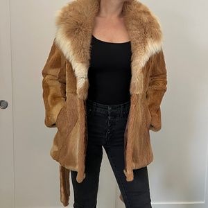 Genuine Sheared Muskrat Fur Jacket W/Fur Collar XS
